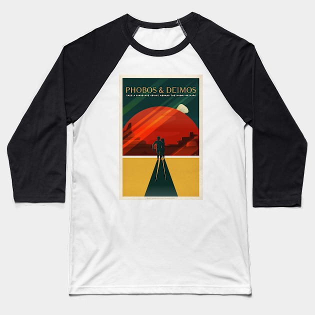 Mars tourism poster for Phobos and Deimos Baseball T-Shirt by BokeeLee